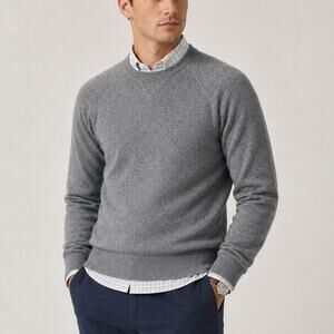 J.Press Men's Cotton Cashmere Crew Reglan Sweater Grey size 52